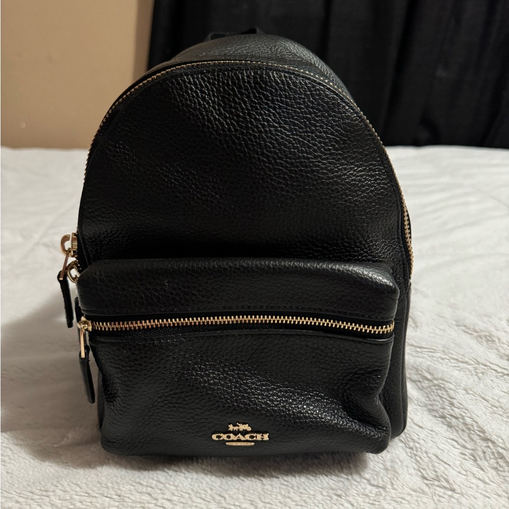 🖤Coach Backpack Mini Charlie, Black Leather Nylon Used Backpack🖤